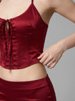 Satin Halter Corset Mini Skirt Set