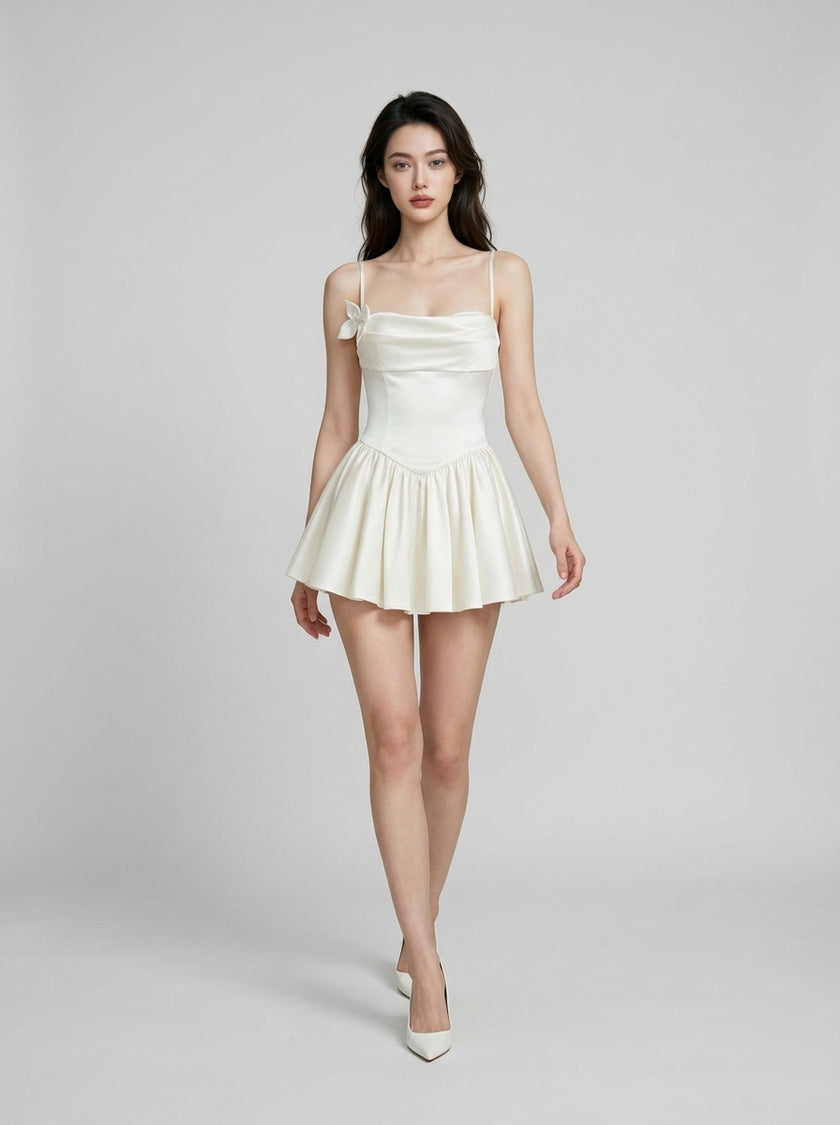 Satin Cowl Corset Mini Dress