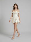 Silk Off-Shoulder Sculpted Mini Dress
