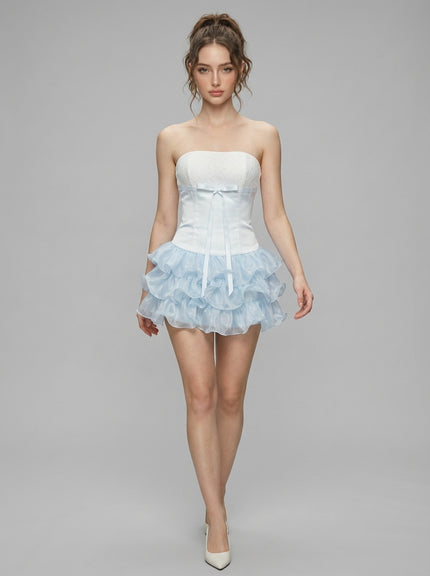 Cloud Ruffle Bustier Mini Dress