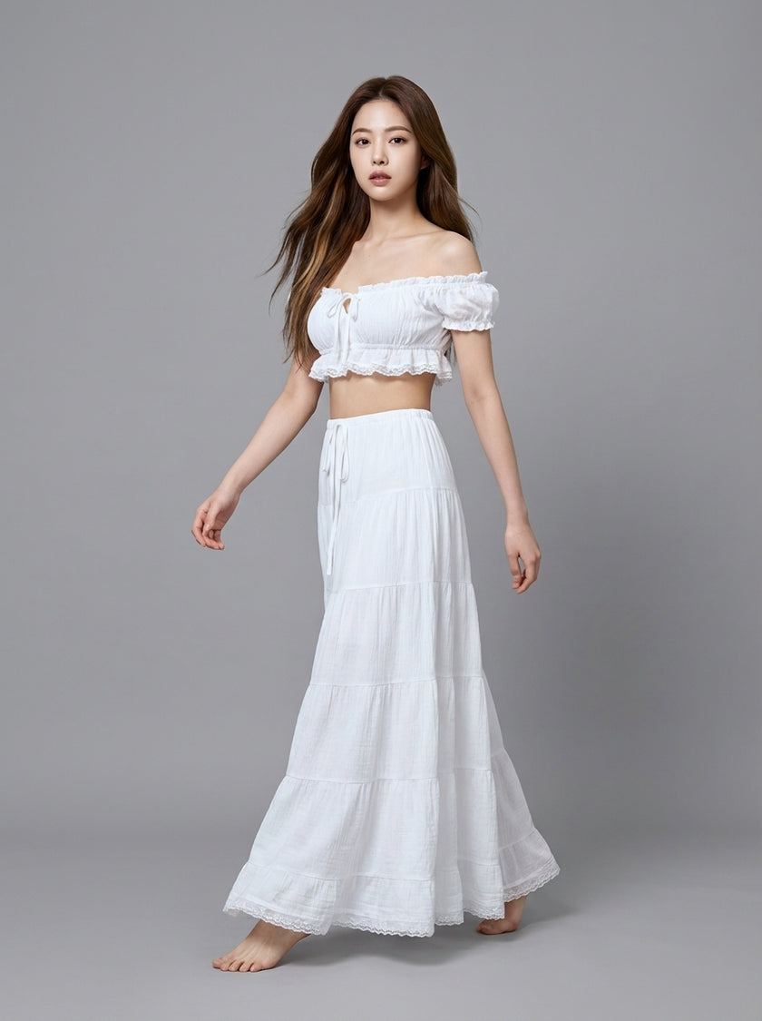 Santorini Breeze Off-Shoulder Maxi Set