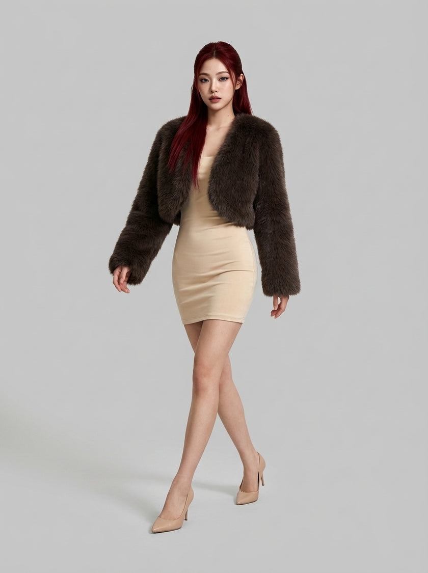 Frosty Nights Faux Fur Cropped Jacket