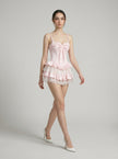 Rosette Satin Lace Tiered Corset Mini Dress