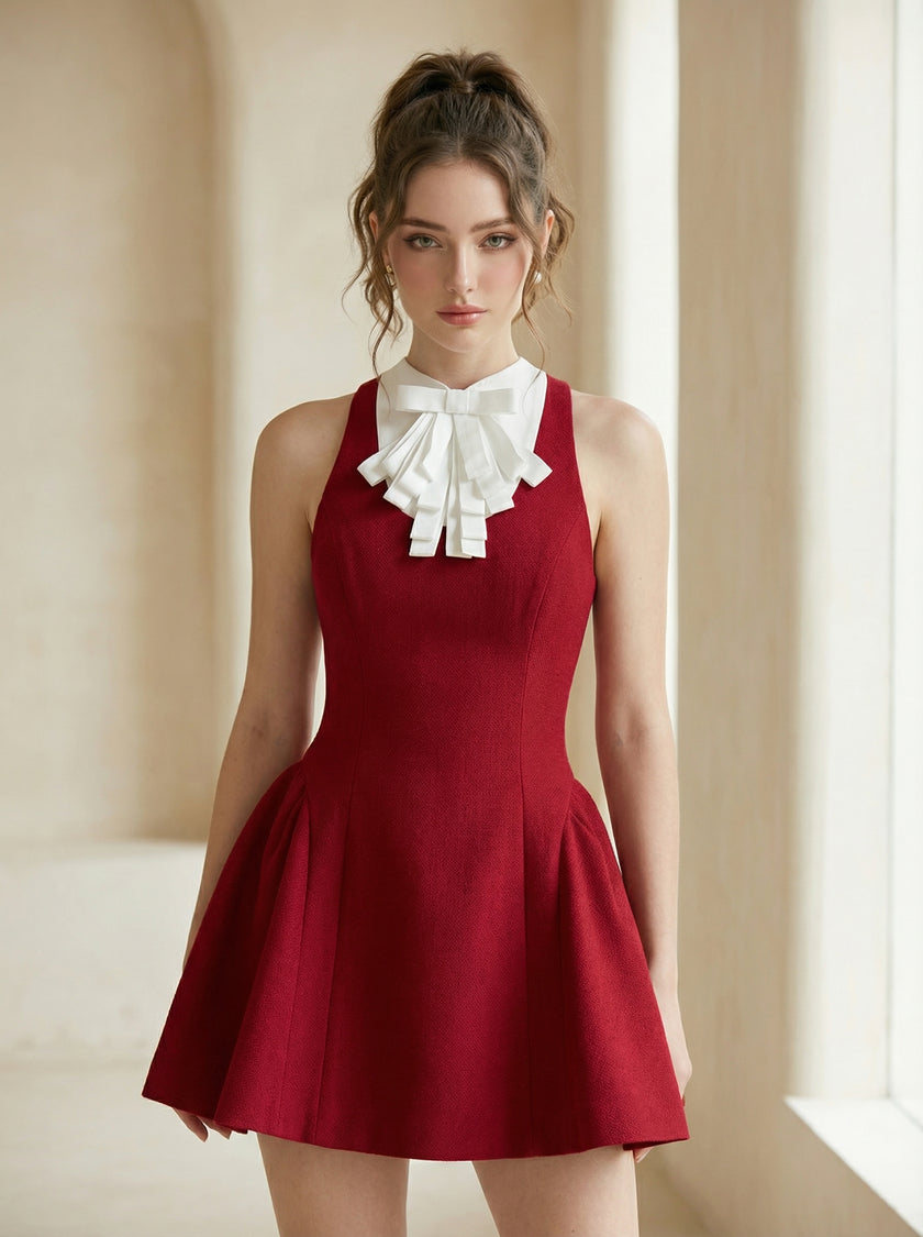 Bow Neck A-Line Dress