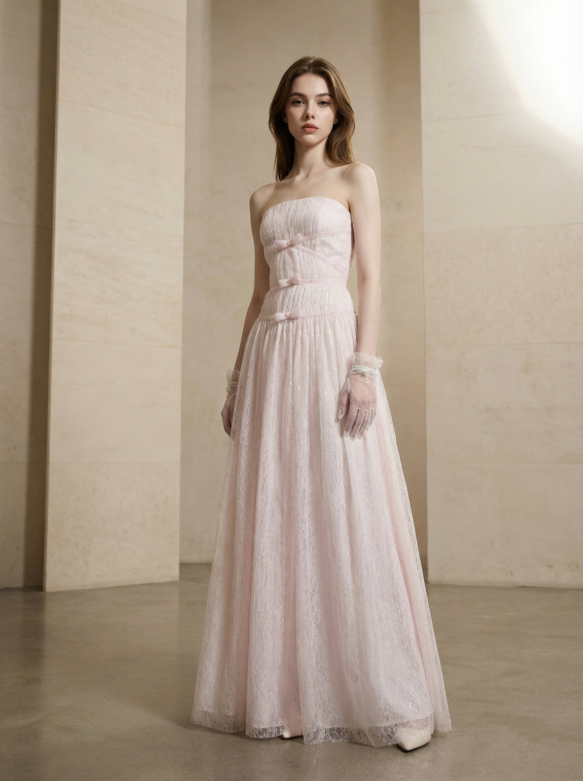 Strapless Bow Maxi Dress