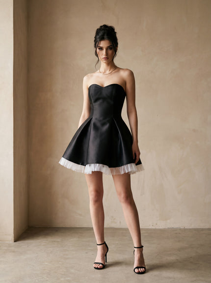 Strapless Satin Mini Dress