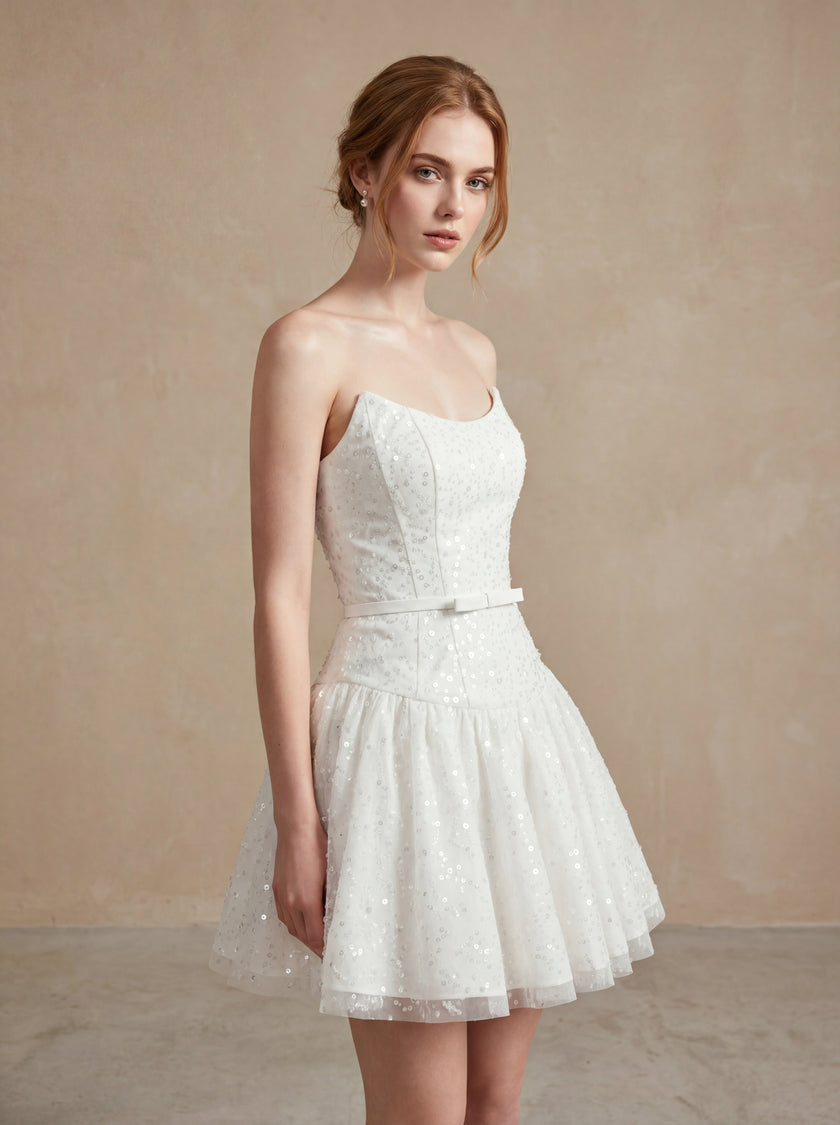 Embellished Strapless Mini Dress
