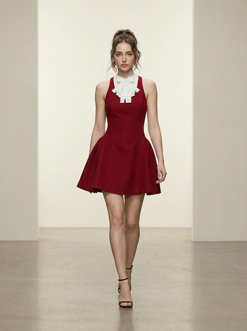 Bow Neck A-Line Dress
