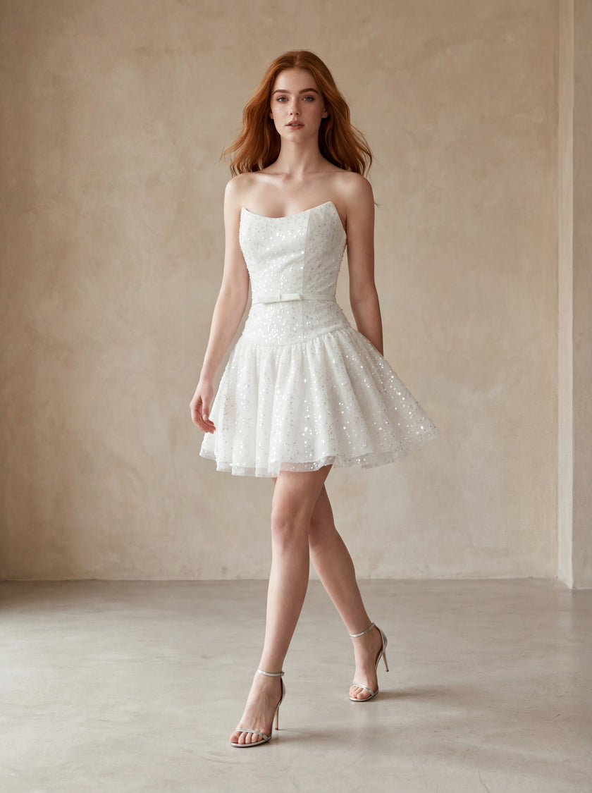 Embellished Strapless Mini Dress