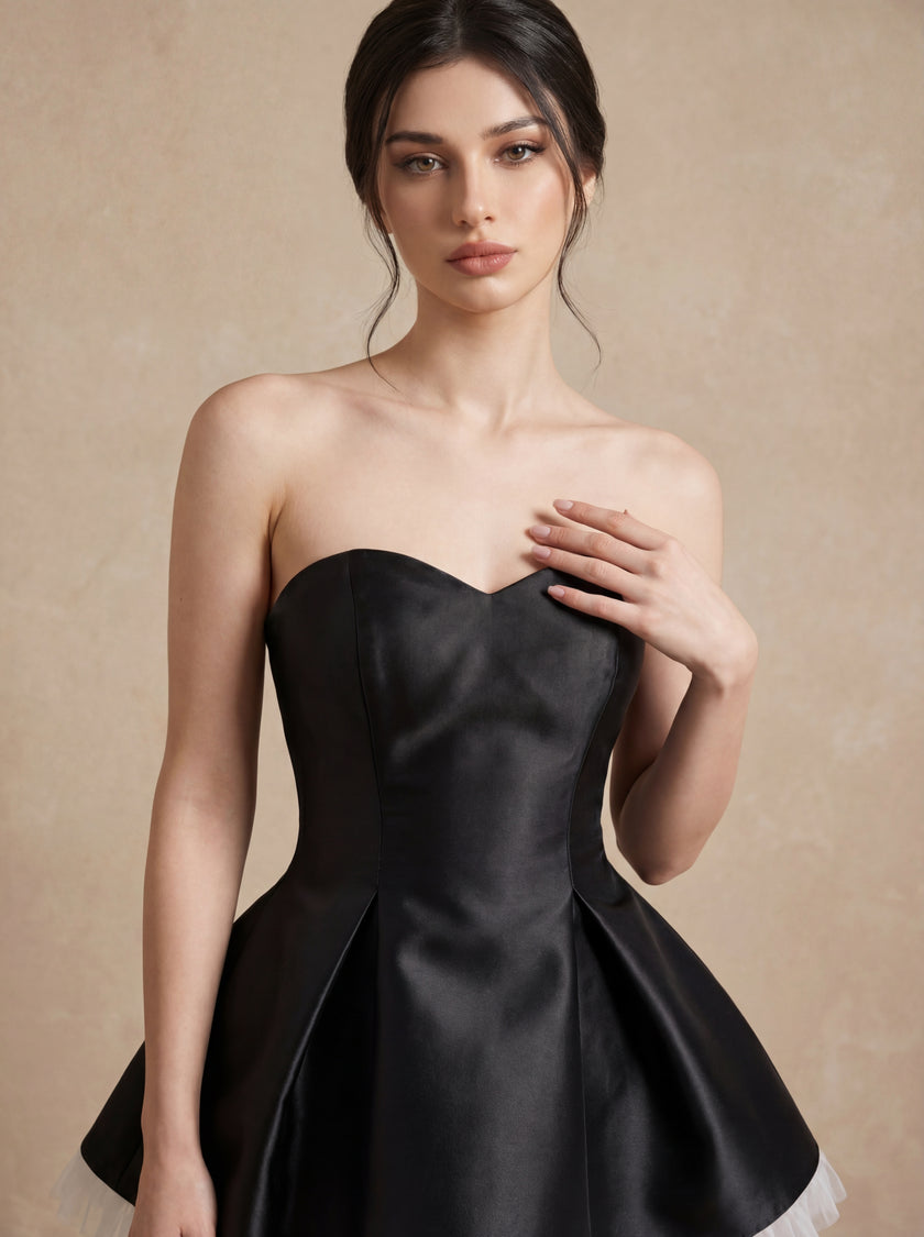 Strapless Satin Mini Dress