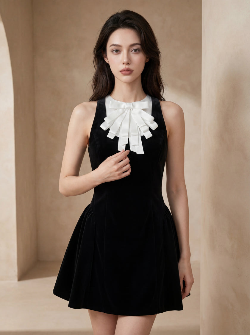 Bow Neck A-Line Dress