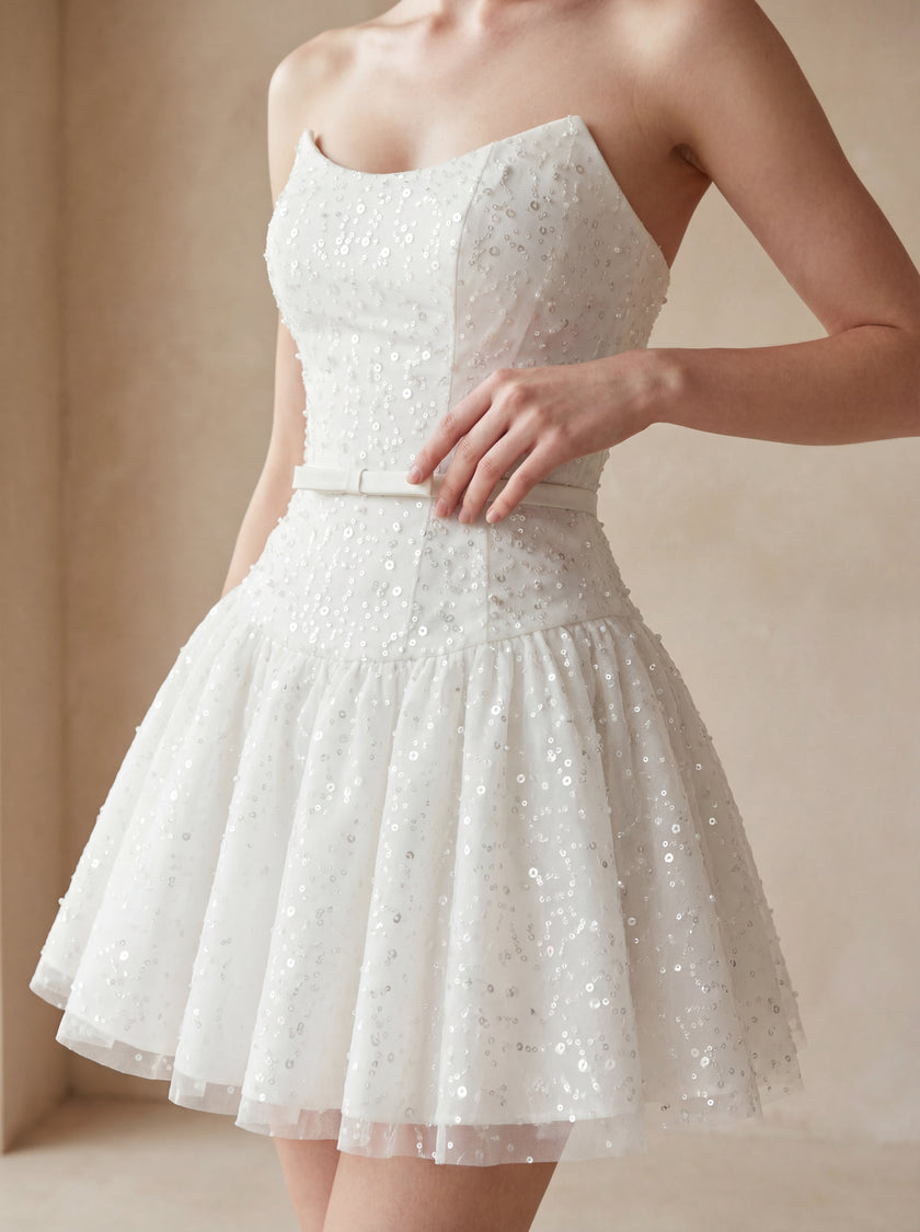 Embellished Strapless Mini Dress