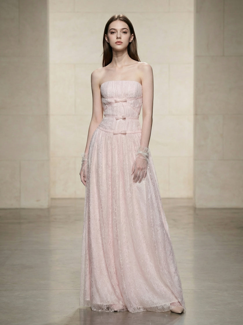 Strapless Bow Maxi Dress