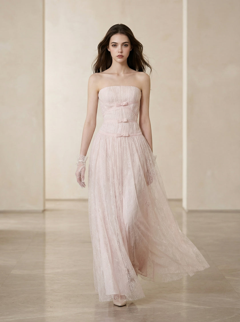 Strapless Bow Maxi Dress